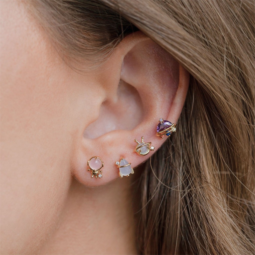 URPALS ต่างหูจิวเพชร ต่างหูทองแดง ก้าน stainless แพ้ง่ายใส่ได้