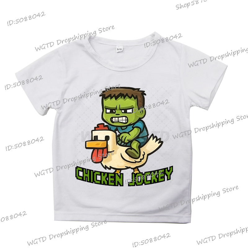ไก่ Jockey พิมพ์ T เสื้อชายหญิงอะนิเมะการ์ตูนเสื้อผ้าเกมตลกไก่ Jockey แฟชั่นฤดูร้อน Y2K เสื้อเด็กเสื