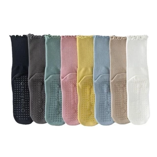 ถุงเท้ากีฬาแฟชั่น Socks ผ้าฝ้ายข้อยาว ถุงเท้านักเรียนกันลื่นพื้นยาง ระบายอากาศดีเยี่ยม