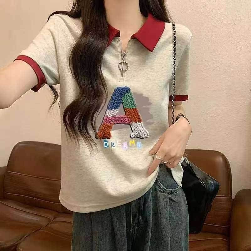 ส่งไวจากไทย⭐Summer⭐M-3XL  ผ้าฝ้ายบวกขนาดเสื้อยืดแขนสั้นเสื้อยืดบวกขนาดเสื้อระบายอากาศเสื้อแขนสั้นผู้หญิงฤดูร้อน
