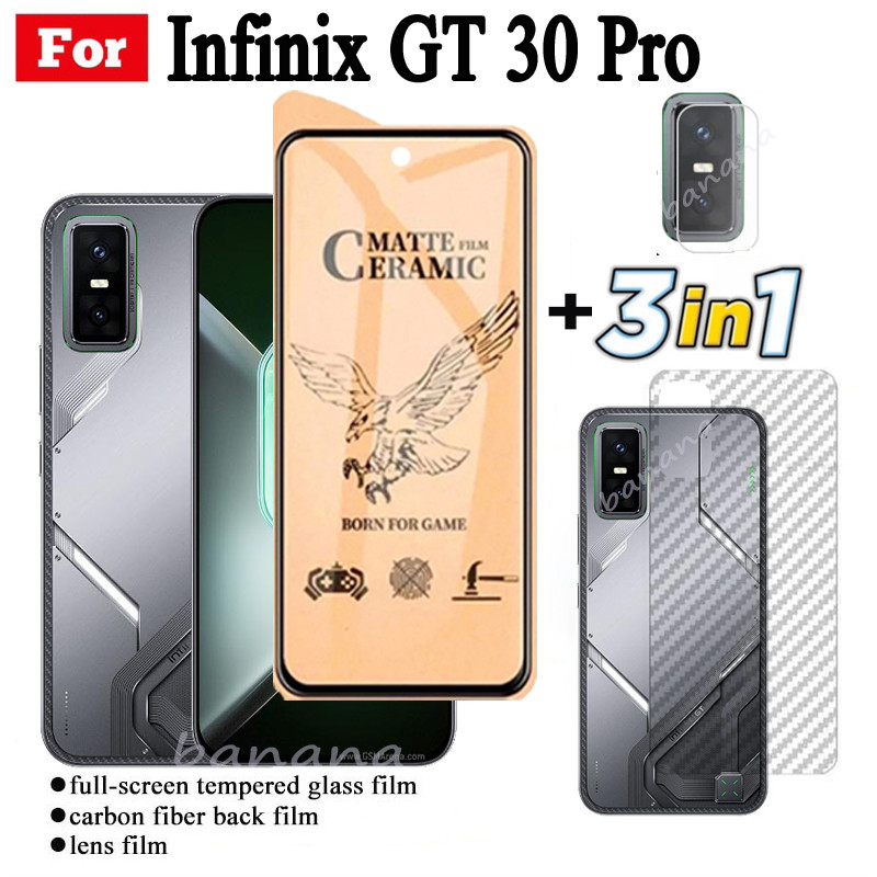 3 IN 1 Infinix GT 30 Pro กระจกนิรภัยเซรามิคสําหรับ Infinix GT 20 Pro เลนส์กล้องกระจกป้องกันหน้าจอและ