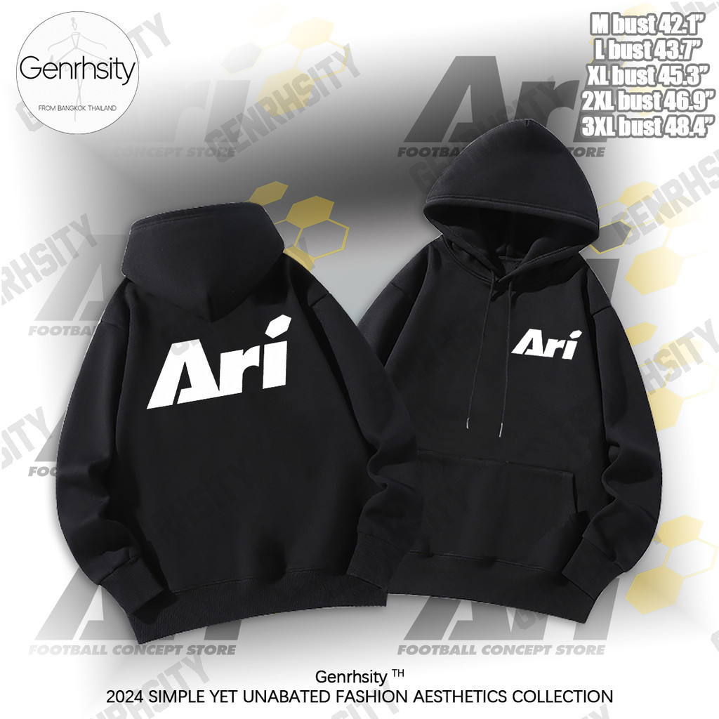 พร้อมส่ง  COD   ฮู้ด Ari Jersey Graphic Cal Cotton เสื้อฮูด Hoodie Y2k M-3xl white blackSize S-5XL
