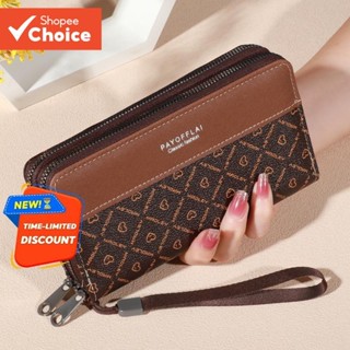 ผู้หญิงย้อนยุคกระเป๋าสตางค์หนังซิปคู่กระเป๋าสตางค์ธุรกิจกระเ…