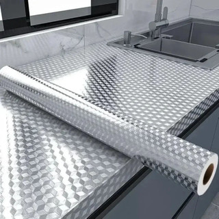 2/5/10 Metros Rolo Papel Adesivo De Alumínio 3D Impermeável Proteção Para Parede Moveis Cozinha Fogão top