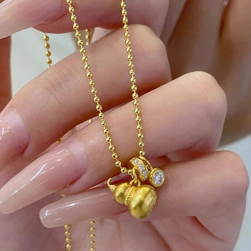 สร้อยคอรูปมะระนำโชค Ruyi ความมั่งคั่งและพร นิชใหม่ สวยงาม โซ่คลาวิคอลระดับสูง AAT1