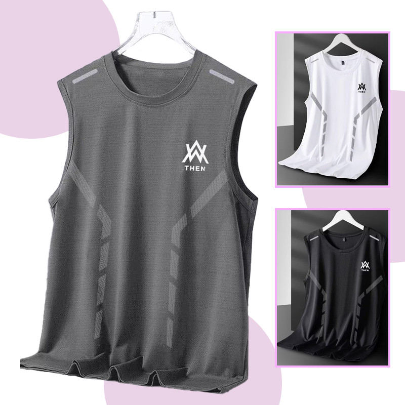 Maisidastudio 🔥ส่งไวจากไทยผู้ชาย ฤดูร้อน เสื้อกล้ามแขนกุด คน แฟชั่น เวลาว่าง ตาข่าย อ่อนนุ่ม ขนาดใหญ่ การแข่งขันทั้งหมด