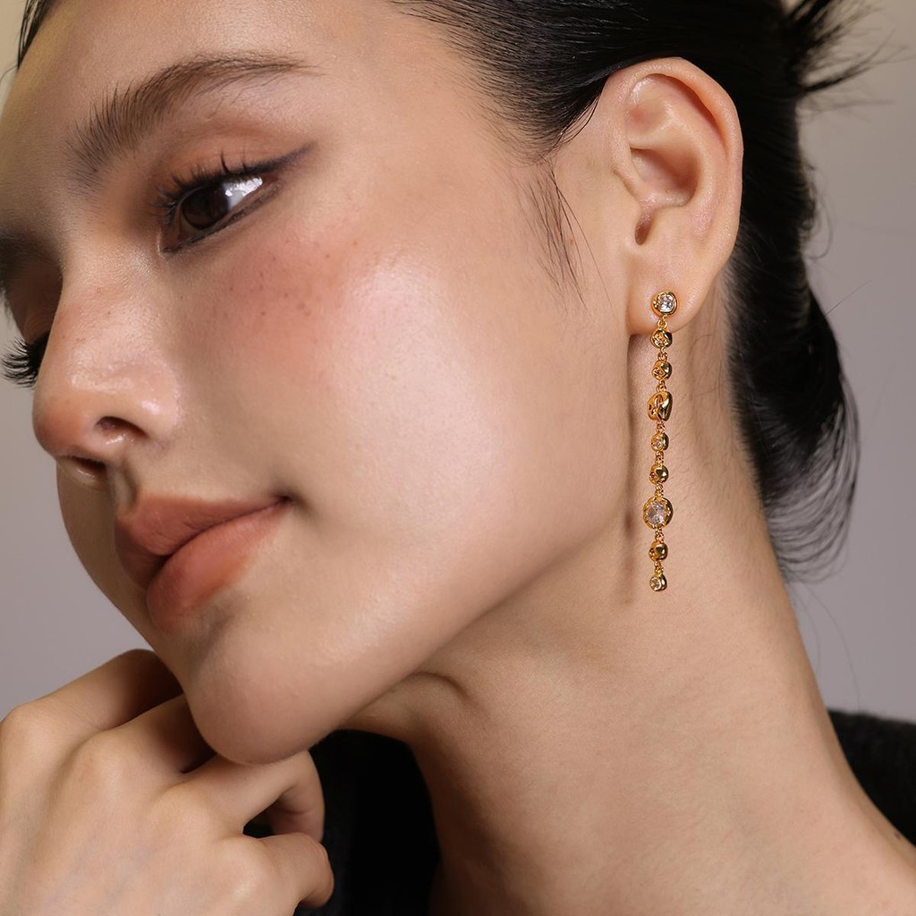 ยาวโลหะ เมล็ดถั่ว ต่างหูพู่เย็บต่างหูเพทายสุภาพสตรีอุปกรณ์เสริมเลียนแบบภูมิแพ้