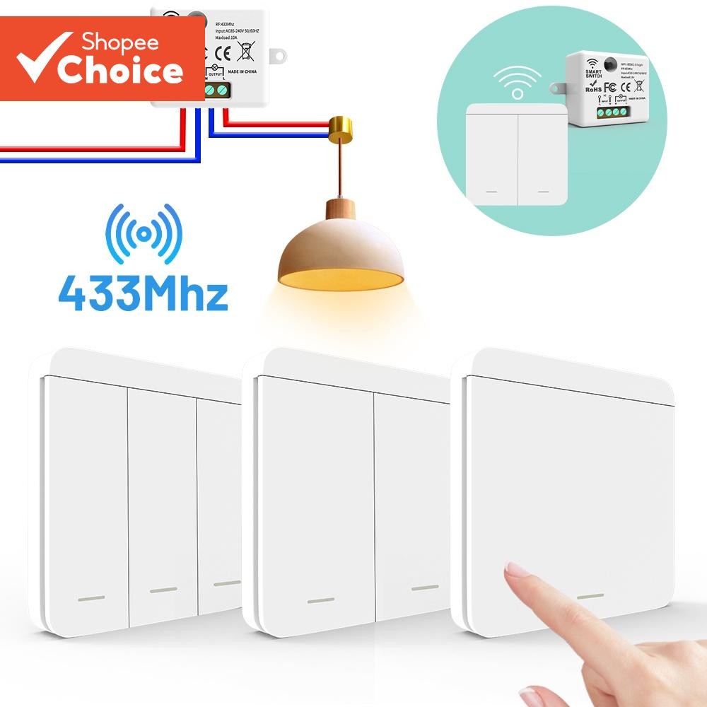 Rf 433Mhz ชุดสวิตช์ไร้สาย Diy สวิตช์อัจฉริยะ 1/2/3Gang ปุ่มกด รีโมตคอนโทรล