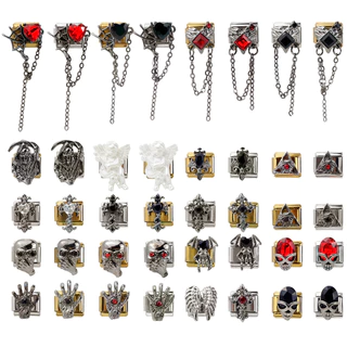 ใหม่ สร้อยข้อมืออิตาเลี่ยน Modular Dark Gothic DIY สแตนเลส ยืดหยุ่น ฟรี Splicing