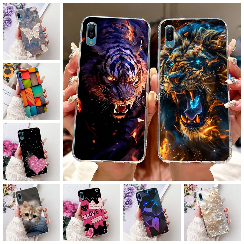 Huawei Enjoy 9e MRD-AL00 สําหรับ Huawei Y6 Pro 2019 กรณี MRD-LX2 ใสหรูหราผีเสื้อรักแฟชั่นดอกไม้ Cool