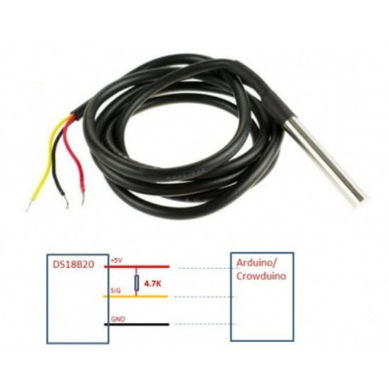 DS18B20 (One Wire Waterproof(กันน้ำ) Temperature Sensor) สายยาว 1 เมตร