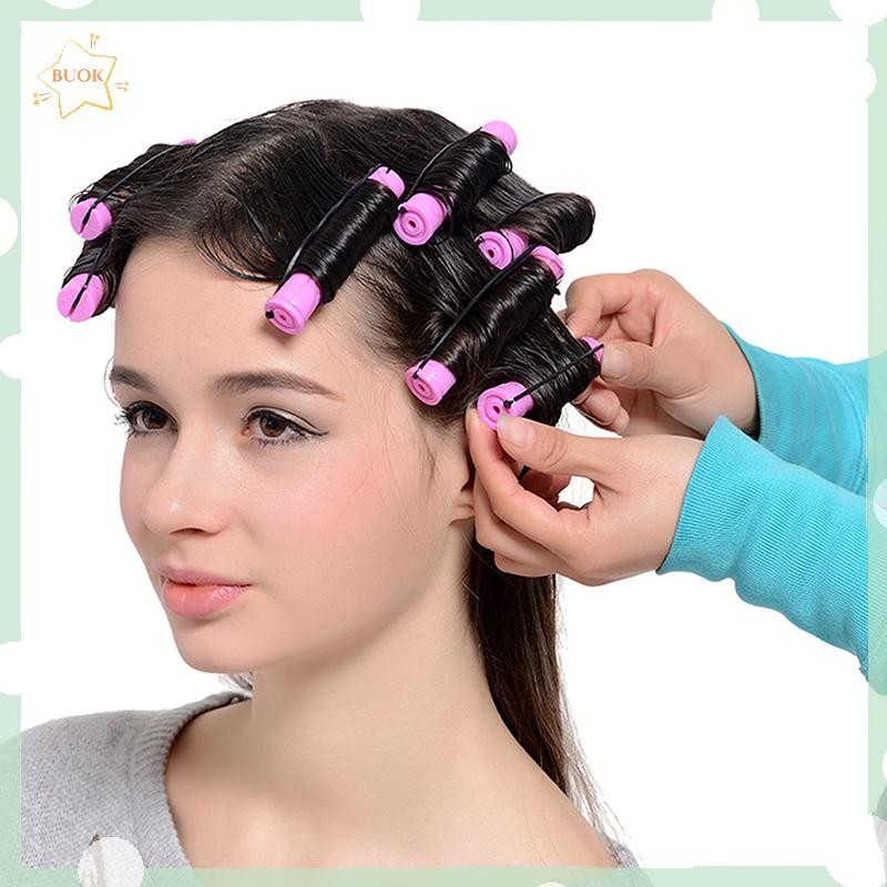 BUOK แกนดัดผมสั้นเย็น Wave Rods Curler ความร้อนดัด Rods Curling ลูกกลิ้ง Curlers เครื่องมือผม 12 ชิ้น