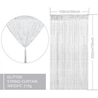 มู่ลี่ ม่านแขวนตกแต่ง ม่านเส้น ม่านสายฝน ม่านเส้นผสมดิ้นเงิน (Size 100*200) กั้นห้อง ตกแต่งประตู ของแต่งห้อง