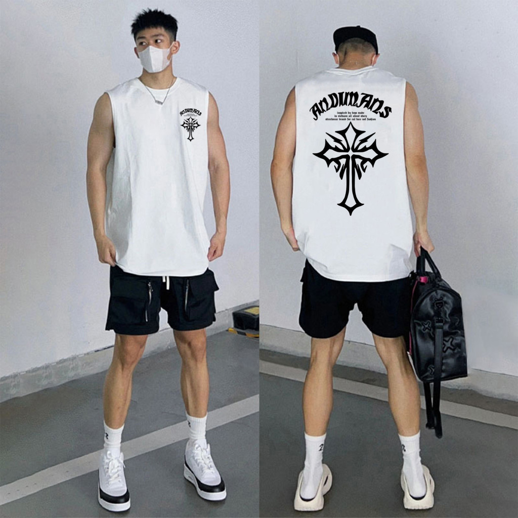 UT shop เสื้อยืด แขนกุด เสื้อกล้าม”ANDIMANS”oversize Cotton100% แฟชั่น แนวสตรีท เสื้อผู้ชาย แขนสั้น เสื้อกล้าม2025 – โปรปัง