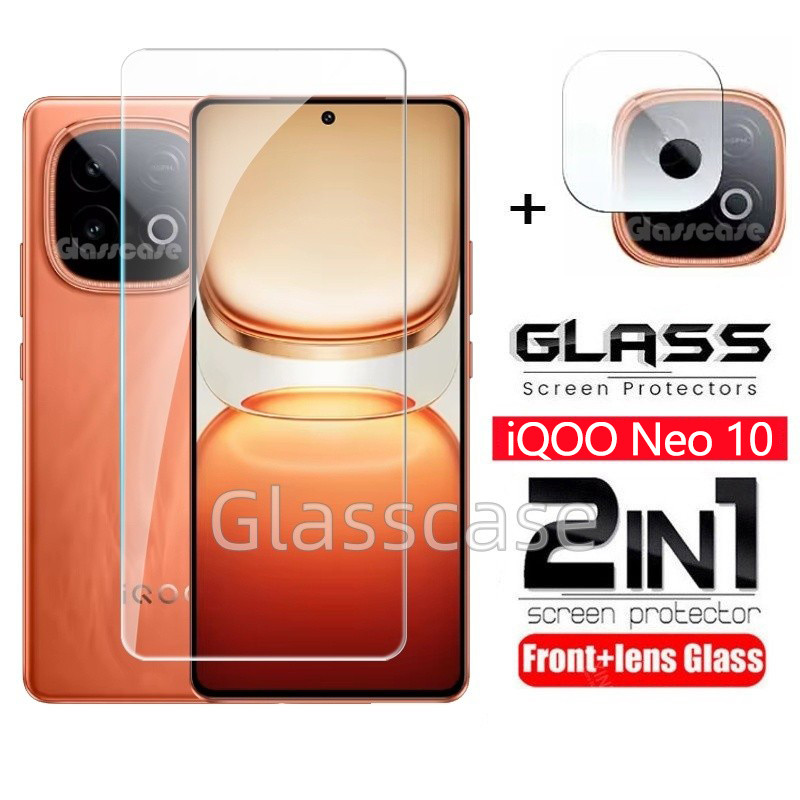 IQOO Neo 10 2025 2 In 1 ป้องกันหน้าจอกระจกนิรภัยฟิล์มสําหรับ Vivo iQOO Neo 10 1 0 Neo10 iQOONeo10 กล้องกลับเลนส์ป้องกันกระจกคลุมทั้งหมดฟิล์มด้านหน้า