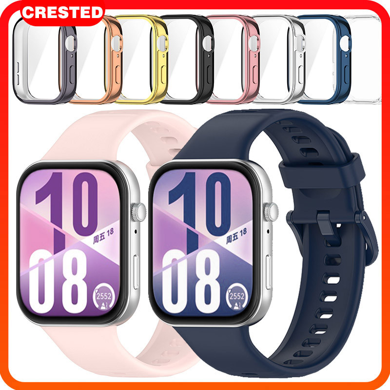 เคสป้องกัน TPU + สายยาง for Huawei Watch Fit 4 เปลี่ยนกีฬาอ่อนกับฝาครอบหน้าจอ for Huawei Fit 3