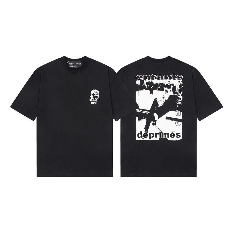 ERD Melanchon Fu รุ่นที่สองใหม่ หลวมสบาย สโลแกนภาพประกอบ พิมพ์ผ้าฝ้ายแท้ รอบคออารมชั้น สั้น เสื้อยืด