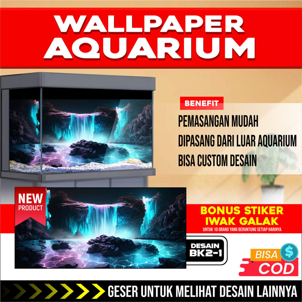 3D REAR AQUARIUM BACKGROUND สติ๊กเกอร์ติดผนังพร้อมรูปถ่ายรูปถ่ายรูปถ่าย BK2