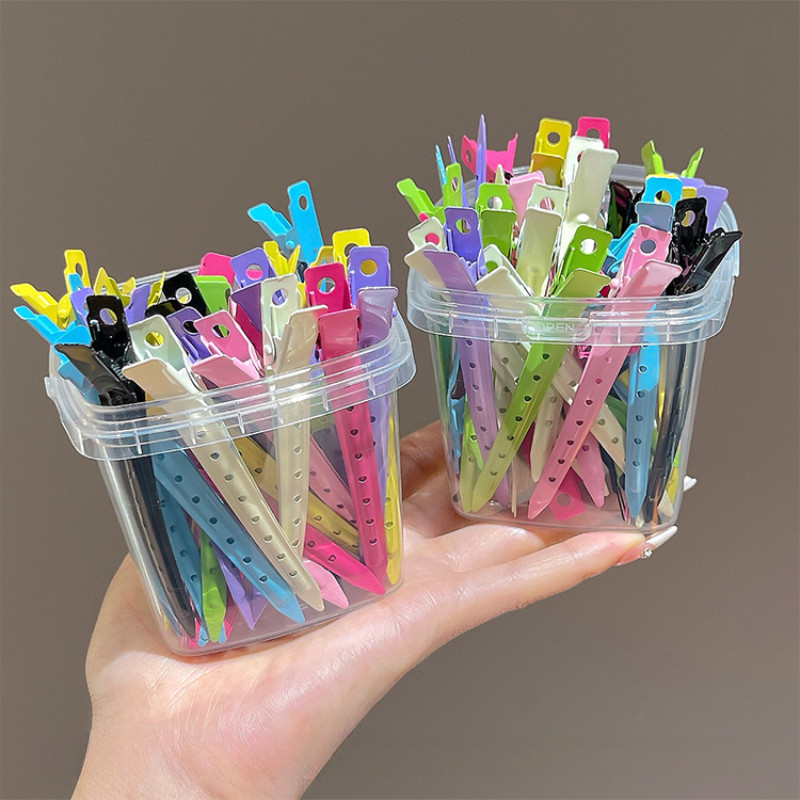 10 ชิ้นชุดผู้หญิงอุปกรณ์เสริมผมเกาหลีสีสันที่มองไม่เห็นโลหะ Bangs คลิป Duckbill Barrette สําหรับแต่งหน้า