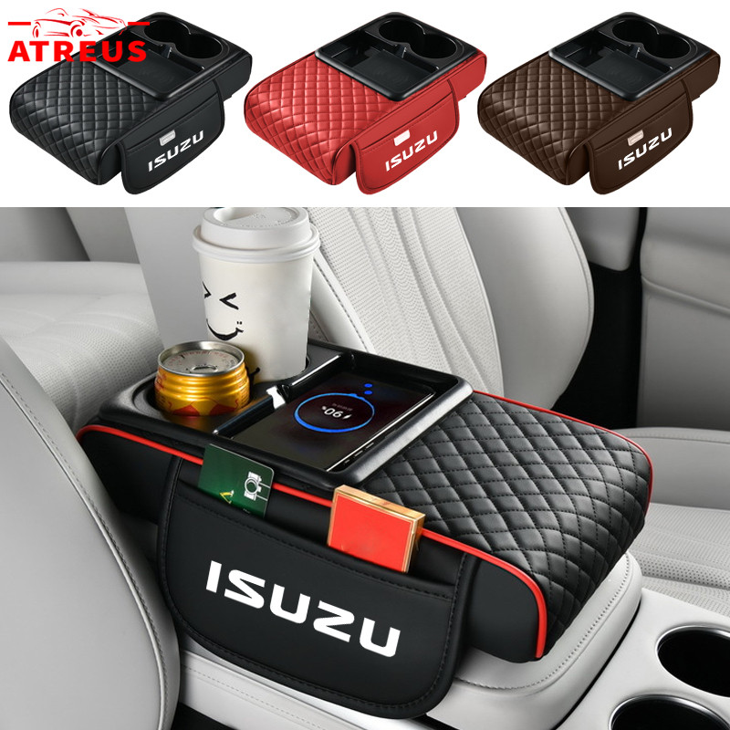 ISUZU 6in1 คอนโซลกลางเบาะที่เท้าแขน ที่เก็บของข้างยนต์ด้วยการชาร์จแบบไร้สาย ที่เท้าแขนรถกล่องเก็บคอนโซลกลางรถ สำหรับ ISUZU Dmax Panther Elf Traga Mux Trooper MU7 TFR Crosswind Panther Sportivo