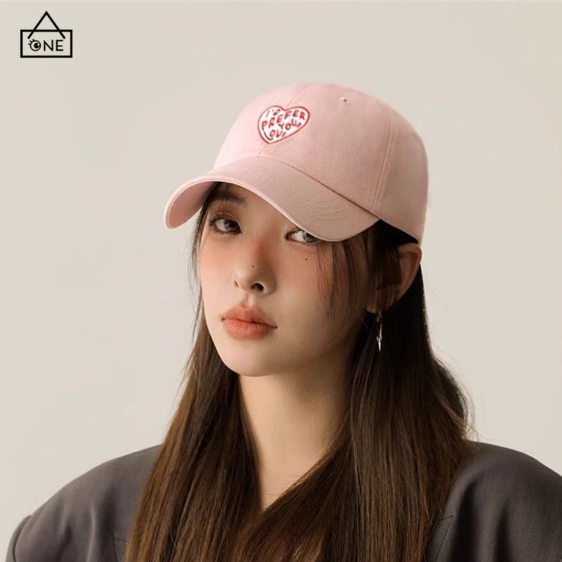 COD❤️หมวกเบสบอลเย็บปักถักร้อยลายหัวใจ สไตล์เกาหลีแฟชั่น หมวกกันแดด สำหรับผู้ชายและผู้หญิง-a.one