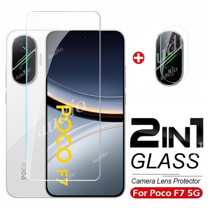 Poco f7 5G 2In1 กระจกนิรภัยแบบเต็มหน้าจอป้องกันฟิล์มกล้องสําหรับ Xiaomi poco f7 POCOF7 5G 2025 โทรศัพท์ป้องกันหน้าจอฟิล์มสําหรับ poco f7 POCOF7 5G