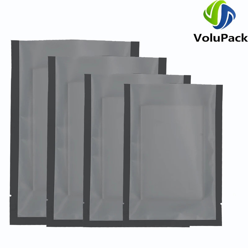 Eco-friendly Mylar Storage Bags,Recyclable Plastic Packaging Bags, Matte Clear Black Pouches, Open T