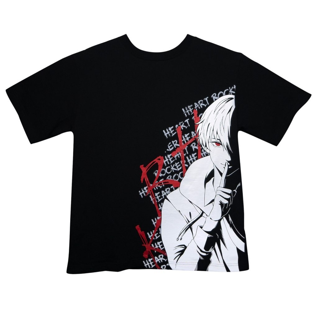 2025 ใหม่ HEARTROCKER TEE 001 เสื้อยืดผ้าฝ้ายแท้ 100% สีดำสไตล์ชาย Master Sighting รูปแบบผ้าไหมพิมพ์ Craft สองมิติ/อะนิเมะแฟน First Choice Daily Outing Street การ์ตูนนิทรรศการสวมใส่การจับคู่