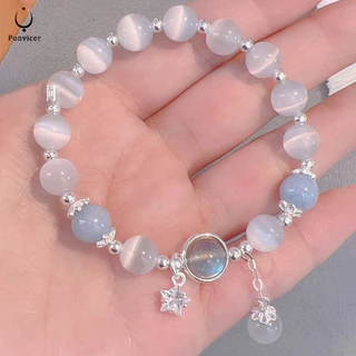COD🌸สร้อยข้อมือหินตาแมว ดีไซน์หรูหรา วิบวับเหมือนแสงจันทร์ เสริมโชคลาภ ของขวัญวันเกิด แฟน แม่ เพื่อน