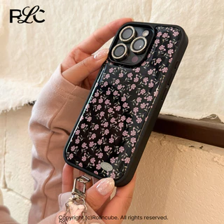 Huiwanju ดอกไม้สําหรับ iPhone16ProMax โทรศัพท์มือถือกรณีอีพ็อกซี่ iPhone16Pro ง่าย ins เหมาะสําหรับ 14Pro ขอบดํา 14ProMax รวมทุกอย่าง 15Pro/15ProMax