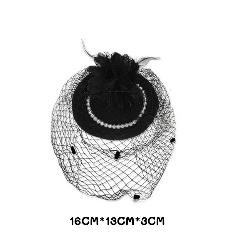 กิ๊บหมวกตาข่าย เครื่องประดับผม หมวกสไตล์ผู้ดีอังกฤษ หมวกดรัมเมเยอร์ สไตล์ย้อนยุคคลาสสิค แต่งตัวเทศกาล ของขวัญวันเด็ก - รูปที่ 7