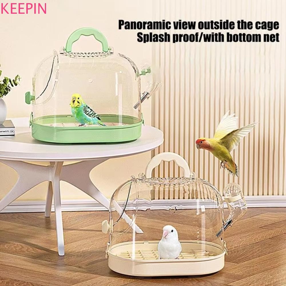 KEEPIN Bird Transport Cage, Breathable Safe Lock Bird Carrier, ทนทานแบบพกพาหน้าต่างใสระบายอากาศนกแก้วกระเป๋าถือ Go Out