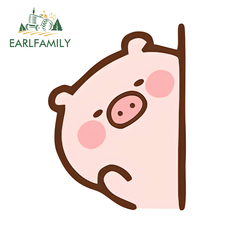 EARLFAMILY หมูรถสติกเกอร์บุคลิกภาพตลกกันน้ํา Auto RV แล็ปท็อป Racing Drifting DIY Decal ที่น่าสนใจน่ารัก Scstch-Proof Racing อุปกรณ์เสริม