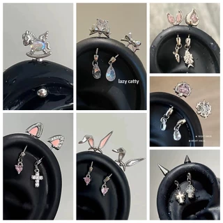 ผู้หญิงยอดนิยมโลหะผสม Rhinestone เรขาคณิต Earbone ต่างหู
