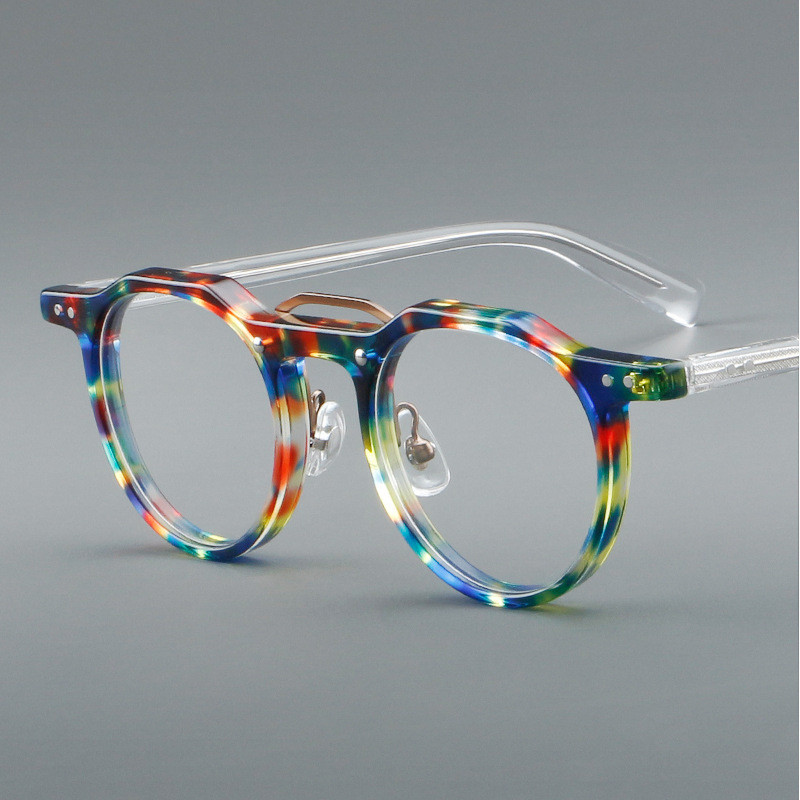 กรอบแว่นตาสไตล์วินเทจ leopard acetate กึ่งโปร่งใส ดีไซน์หรูหราสำหรับทุกโอกาส