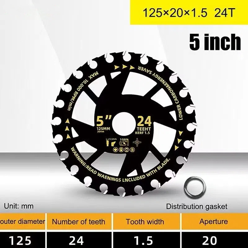 ใบเลื่อยวงเดือนสำหรับงานไม้ขนาด 5 นิ้ว ใบเลื่อยไฟฟ้าลิเธียมประหยัดพลังงานประสิทธิภาพสูง 24 ฟัน