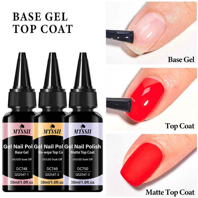 MEET ACROSS 30ml Base Gel Top Gel Function เล็บเจล Soak Off UV/LED โปร่งใสเจลเคลือบเงาเล็บ