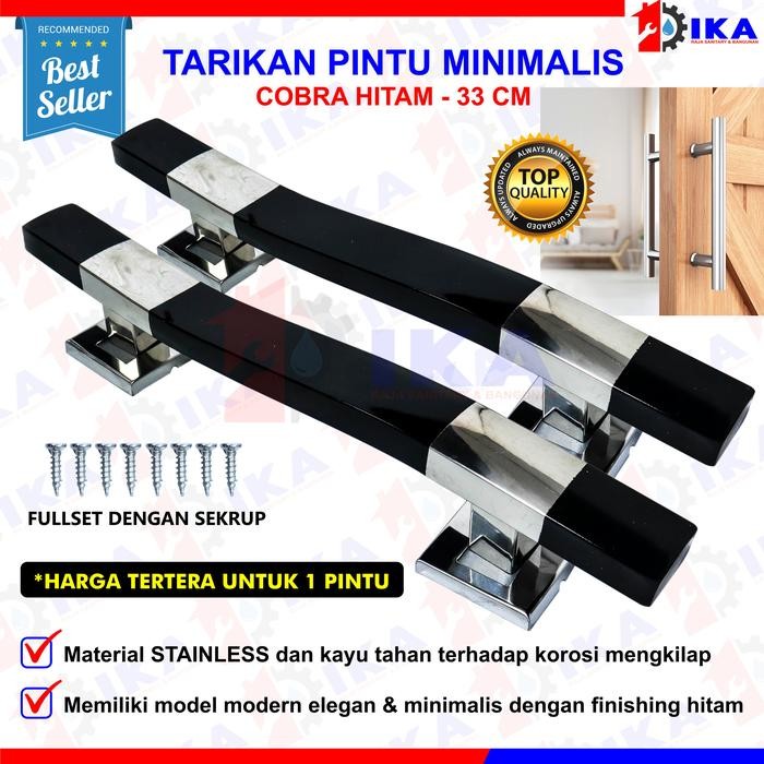 33 ซม.สแตนเลสมือจับประตูบ้าน PULL MINIMALIST มือจับประตู ANTI-RUST LUXURY CUTE T - 1PSG COBRA สีดํา 
