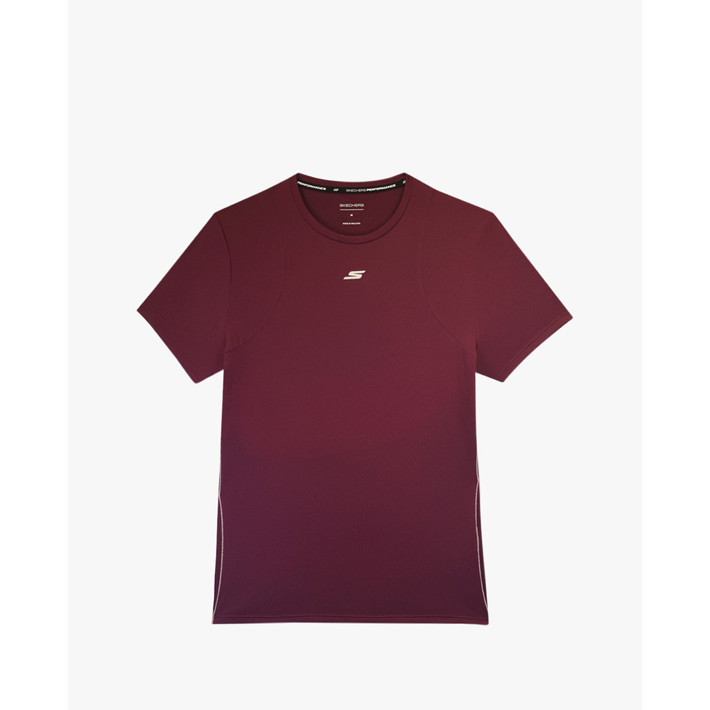 SKECHERS - เสื้อยืดกีฬาผู้หญิงแขนสั้นทรงหลวมทันสมัย SP22Q4W352-WINE