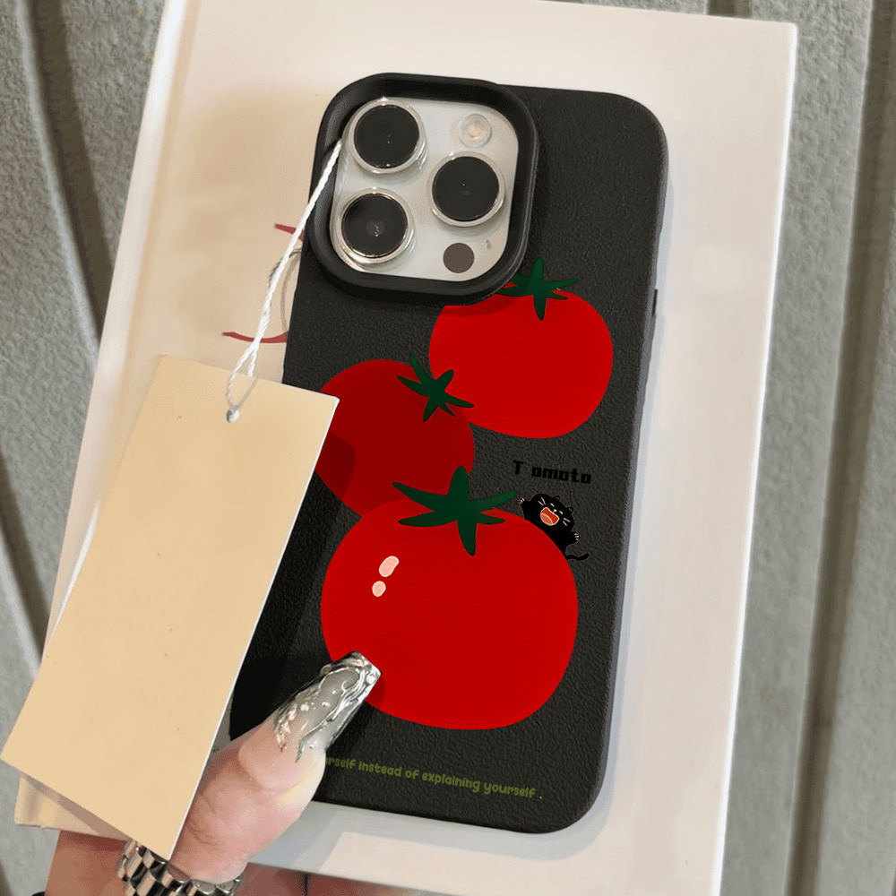 เคสโทรศัพท์ For iPhone 16 Pro 11 12 13 14 15 Pro Max Plus X Xr Xs มะเขือเทศ ลวดลาย เคส เคสซิลิโคน กันเปื้อน ลายลิ้นจี่