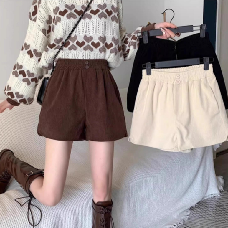 กางเกงขาสั้น ผู้หญิง ผ้าลูกฟูก