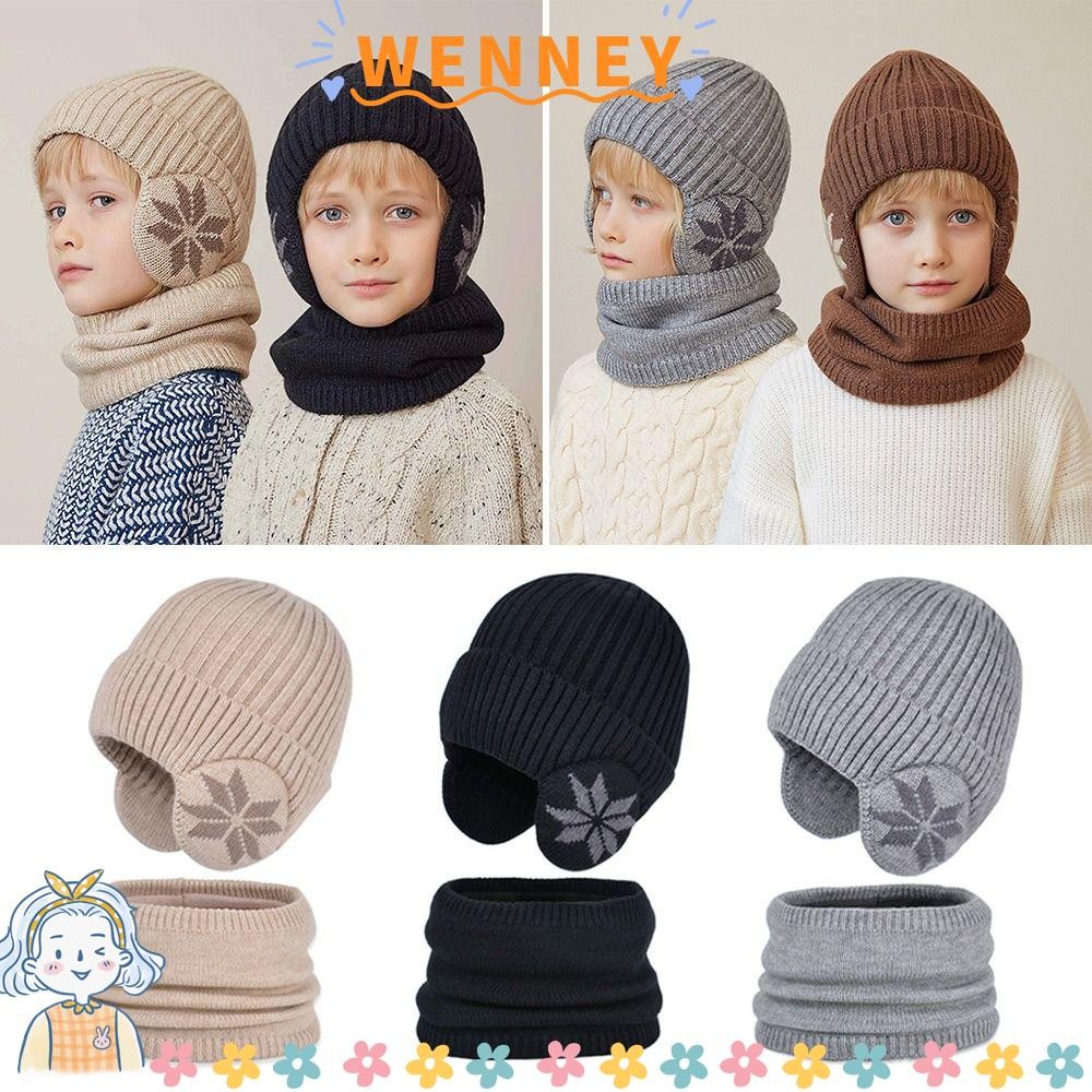 เรา 2ชิ้น/เซ็ตเด็กหมวกผ้าพันคอชุด,กํามะหยี่อบอุ่นเด็กหมวกบีนนี่,ฤดูหนาวสบายๆ กันลม หนาหมวกหมวกผ้าพันคอชายหญิง
