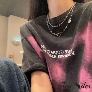 COD-ส่งเร็วจากไทย🎀สร้อยคอแบบมีฮู้ดระดับไฮเอนด์สำหรับผู้หญิง โซ่กระดูกไหปลาร้ารูปหัวใจสองชั้น สไตล์น่ารักและเท่-Ten