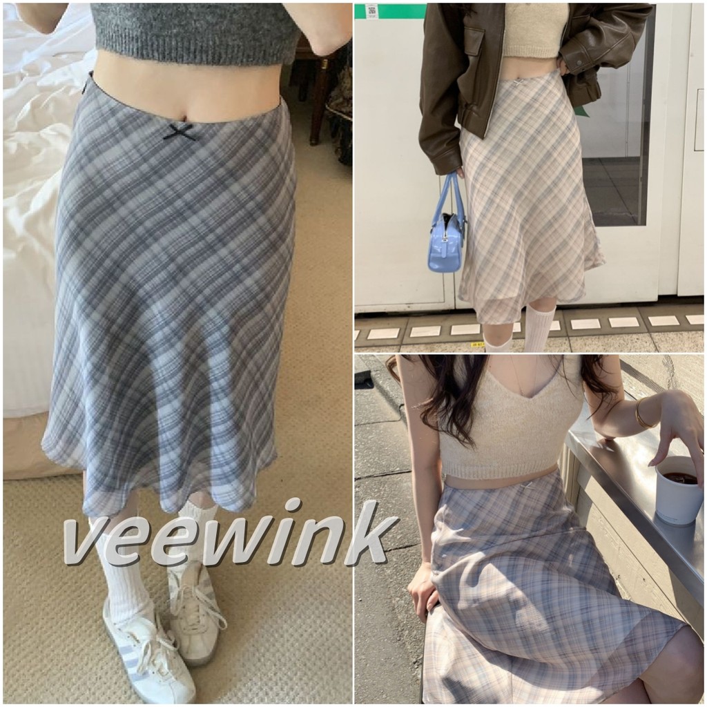 Veewink พร้อมส่งจากกทม skirt กระโปรงยาว เอวสูง ชีฟอง แฟชั่น เข้ารูป สไตล์วินเทจ ฤดูร้อนสําหรับสตรี