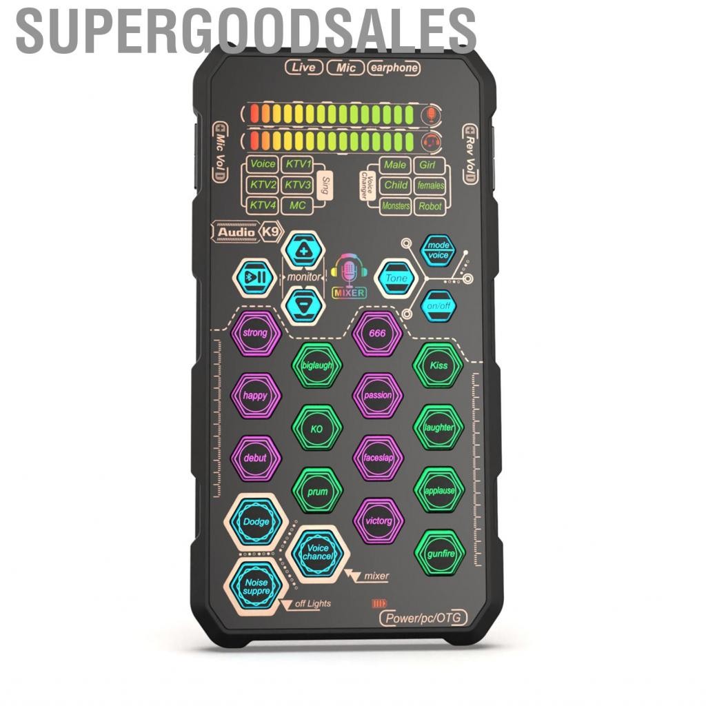 Supergoodsales K9 Handheld Live Sound Card Board ชุดด้วยการเปลี่ยนเสียงสำหรับการบันทึกการร้องเพลง Po