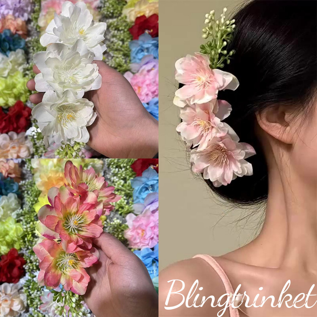 BlingTrinket🌸กิ๊บติดผมลายดอกไม้🌸กิ๊บดอกไม้สไตล์โดปามีน สีสันสดใส เครื่องประดับผมแฟชั่นสําหรับผู้หญิง