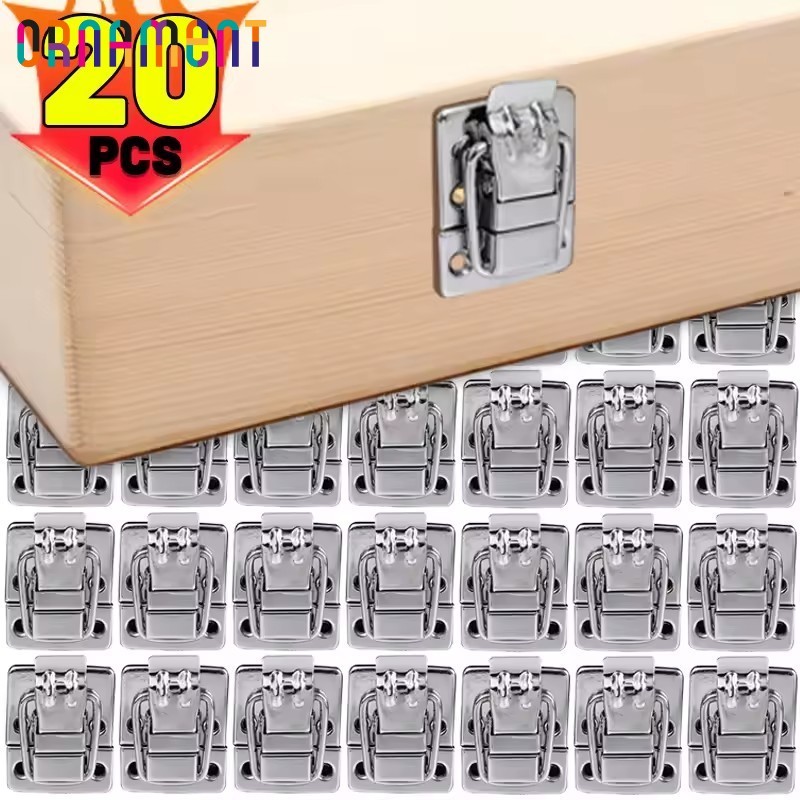 [H&L]Cabinet Latches 2/6/10/20 ชิ้น, สแตนเลสสลับล็อค Snap Hasp - ติดตั้งง่าย 4x3 ซม.เข็มกลัดโลหะสําหรับหน้าอก/ประตู/กล่องเก็บของ