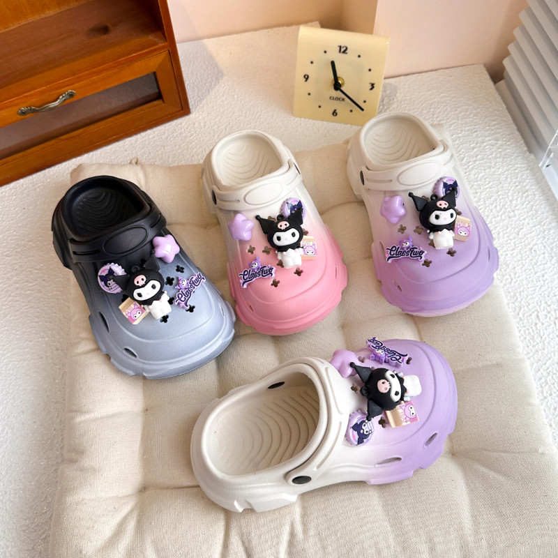 รองเท้าแตะเด็กฤดูร้อนน่ารัก Kuromi สาวแฟชั่น EVA รองเท้าแตะชายหาดใหม่ Causal เด็กในร่มรองเท้าแตะห้องน้ํา