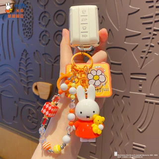 ของแท้ Miffy กระต่ายลูกปัดพวงกุญแจ Creative diy กระเป๋านักเรียนเครื่องประดับของขวัญคู่