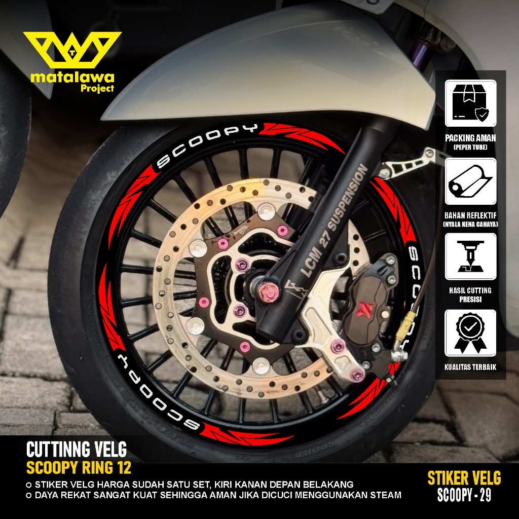 Honda Scoopy prestis R12 2020 รถจักรยานยนต์สติกเกอร์ตัดขอบ 23 บารมี 29 Rim Variation Strip สติกเกอร์